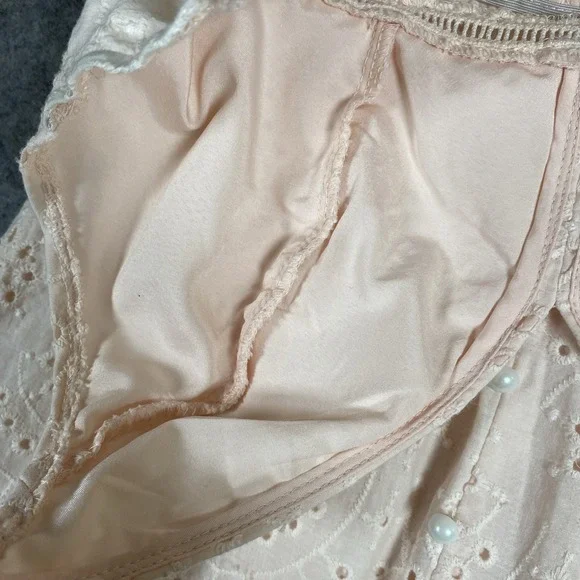 Simplee Dress Women's M Pink Lace Embroidered V Neck Pearl Buttons Baby Doll Y2K - Picture 12 of 13